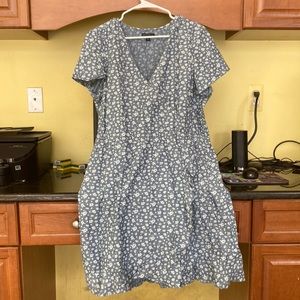 J.Crew Mercantile XL 100% Cotton Dress in Blue with White Flowers